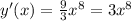 y'(x)= \frac{9}{3} x^{8}=3x^{8}