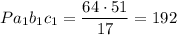 Pa_{1}b_{1}c_{1}=\dfrac{64\cdot 51}{17}=192