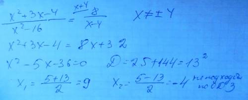 X²+3x-4/x²-16=8/x-4 решить уравнение