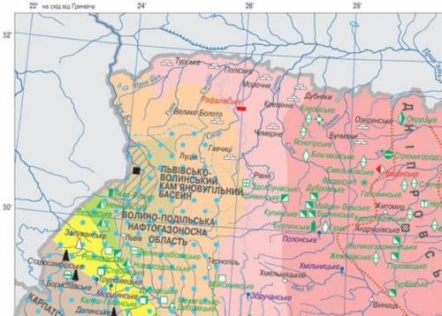 Возьми карту украины, на которой нанесены полезные ископаемые. нарисуй значки полезных ископаемых (м