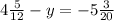 4\frac{5}{12}-y=-5\frac{3}{20}