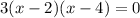 3(x-2)(x-4)=0