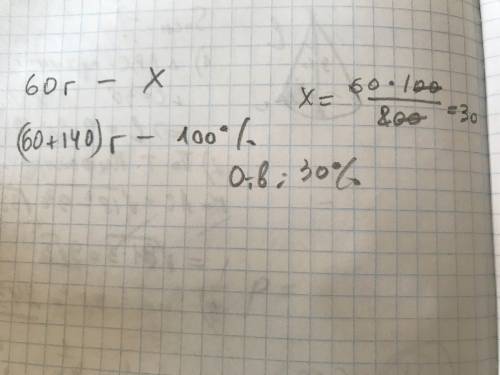 Сколько процентов соли содержит раствор если он состоит из 60 г соли и 140 г воды