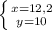 \left \{ {{x=12,2} \atop {y=10}} \right.