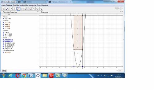 Уфігуру, обмежену лініями y=6x^2 та y=8вписано прямокутник найбільшої площі., так що 2 його вешини л