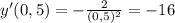 y'(0,5)=- \frac{2}{(0,5)^{2} }= -16