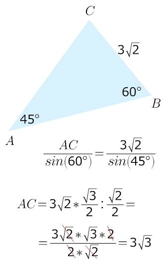 Решить(если можно напишите на листике) в треугольнике авс угол а=45 градусов,угол в=60 градусов, вс=