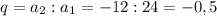 q = a_{2} : a_{1} = -12 : 24 = - 0,5