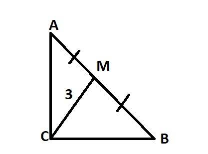 Впрямоугольном треугольнике abc с прямым углом с проведена медиана см. найдите ав, если см=3 см