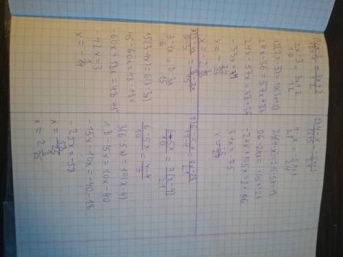 Решите уравнения 1) 2х-3/18+1=3x+2/12 2) 4-x/16+5= -5x+1/24 3)3-4x/9-3=8-3x/15 4)6-5x/14-4=7x-28/21