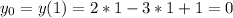 y_{0} =y(1)=2*1-3*1+1=0