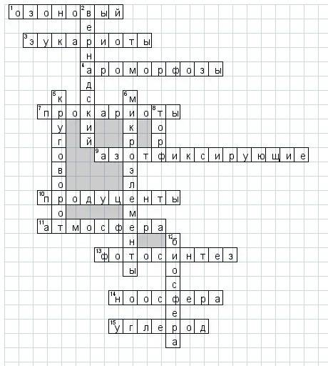 Составить кроссворд на тему биосфера