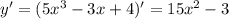 y'=(5x^3-3x+4)' = 15x^2-3