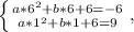 \left \{ {{a* 6^{2} + b*6 + 6 = -6} \atop {a* 1^{2} + b*1 + 6 = 9 }} \right. ,