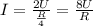 I= \frac{2U}{ \frac{R}{4} } = \frac{8U}{R}