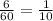 \frac{6}{60} = \frac{1}{10}