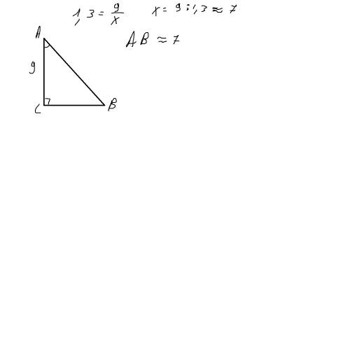 Втреугольникеавс уголс=90градусов,ас=9,cosa=1,3.найдите ав.