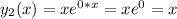 y_2(x) = xe^{0*x} = xe^0 = x