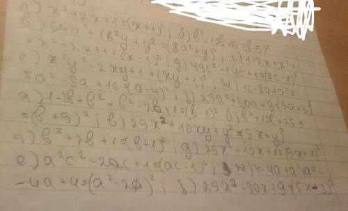 7класс. 1 вариант. разложить на множители трёхчлен: а)x^2+2x+1 б)b^2-10b+25 в)64a^4+16^2y+y^2 г)1-2x