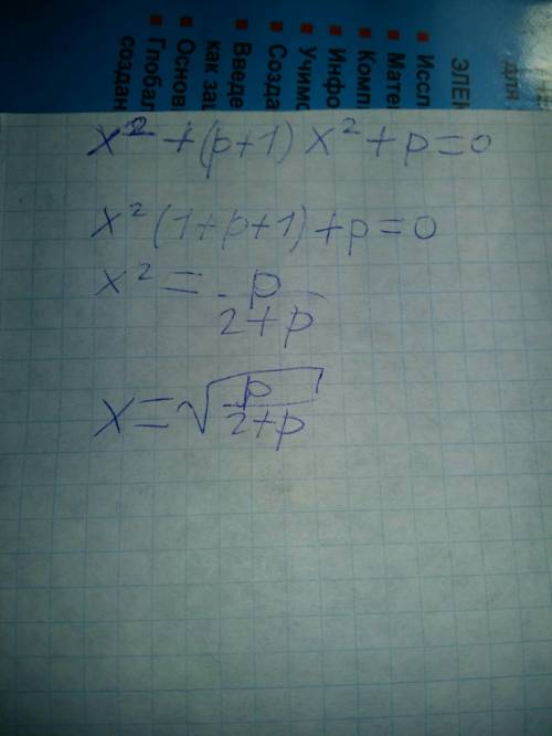 Решить уравнение, : x²+(p+1)x²+p=0 заранее : з