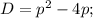 D=p^2-4p;