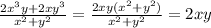 \frac{2x^3y+2xy^3}{x^2+y^2} = \frac{2xy(x^2+y^2)}{x^2+y^2} =2xy