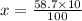 x = \frac{58.7 \times 10}{100}