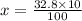 x = \frac{32.8 \times 10}{100}