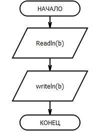 Разработать схему алгоритма, который запрашивает ввод целого числа в переменную b и выводит это числ