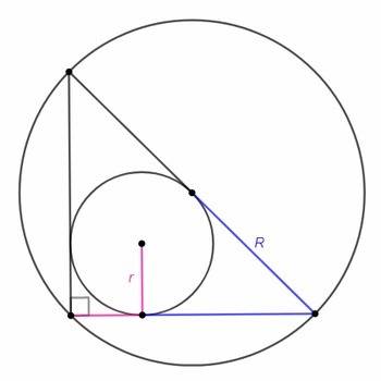 Сумма радиусов вписанной и описанной окружностей прямоугольного треугольника равна одному из катетов