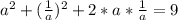 a^2+(\frac{1}{a})^2+2*a*\frac{1}{a}= 9