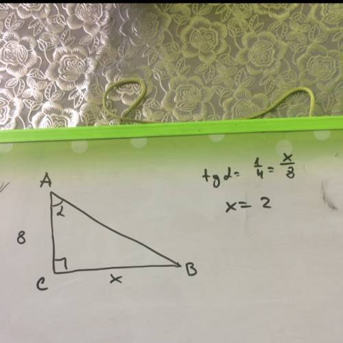 Найти катет bc прямоугольного треугольника abc с=90 градусов , если ac=8 cm tga=1/4