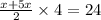 \frac{x + 5x}{2} \times 4 = 24