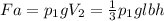 Fa=p_{1}gV_{2}= \frac{1}{3} p_{1}glbh