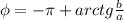 \phi = - \pi +arctg \frac{b}{a}