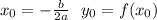 x_{0} = - \frac{b}{2a} \: \: \: y_{0} = f( x_{0})