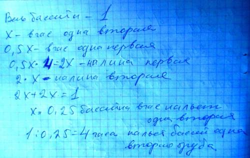 25 сначала бассейн наполняет только первая труба. через 2 часа включают вторую трубу, производительн