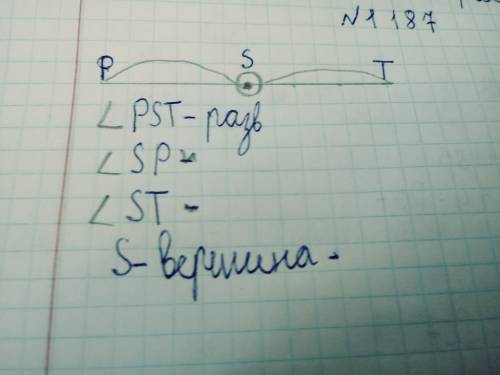 Начертите лучи ps и st так, чтобы эти лучи были дополнительными. обозначьте полученный развернутый у