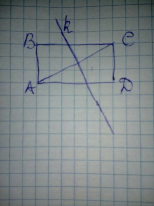 Начертите прямоугольник a bcd соедините точки а и c проведите через точку в прямую перпендикулярную