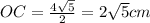 OC= \frac{4 \sqrt{5} }{2} =2 \sqrt{5} cm&#10;