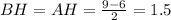 BH=AH=\frac {9-6}{2}=1.5