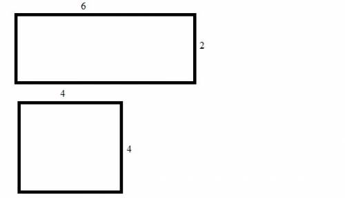 Начерти квадрат периметр которого равен периметру прямоугольника со сторонами 6 см и 2 см сравни пло