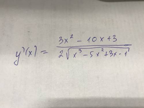 Найти производную функции y=√(x^3-5x^2+3x-1)