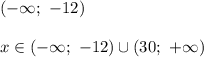 (-\infty;\ -12)\\\\ x\in(-\infty;\ -12)\cup(30;\ +\infty)