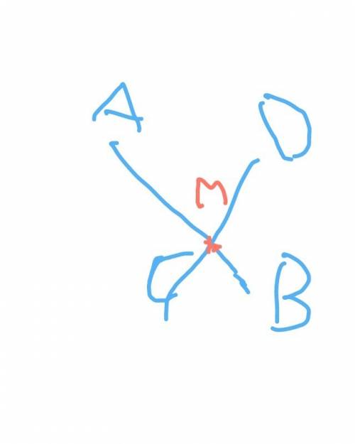 Построй луч ав и отрезок сd так, чтобы они пересекались в точке м