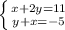 \left \{ {{x+2y=11} \atop {y+x = -5}} \right.