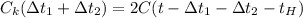 C_{k} ( зt_{1} + зt_{2} ) = 2C( t - зt_{1} - зt_{2}-t_{H} )