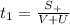 t_1=\frac{S_{+}}{V+U}