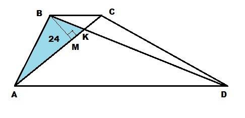 Диалгонали ас и вd трапеции abcd пересекаются в точке к. площадь треугольника авк равна 24, а вс: ad