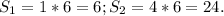 S_{1} = 1 * 6 = 6; S_{2} = 4 * 6 = 24.